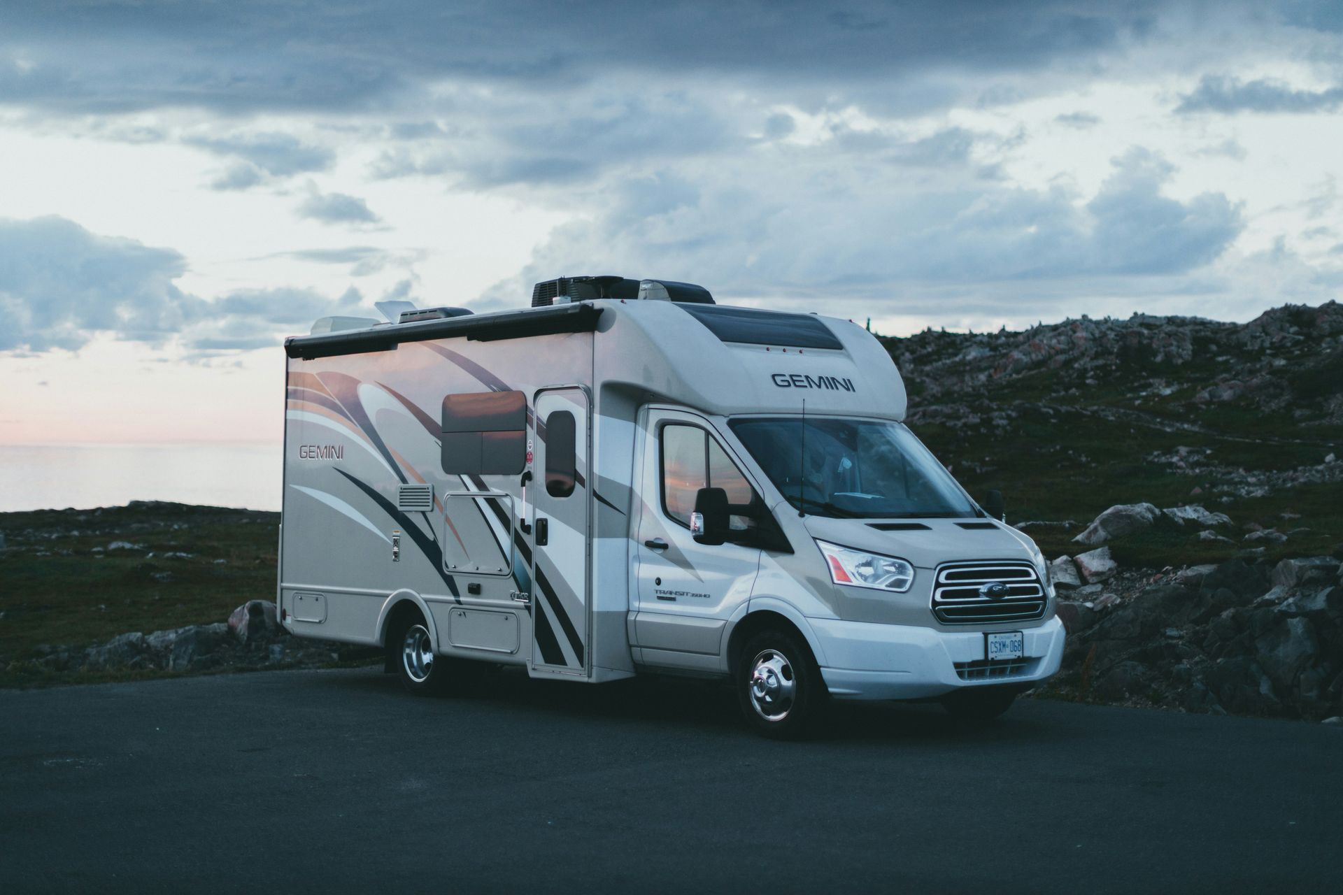 a white van parked on a road